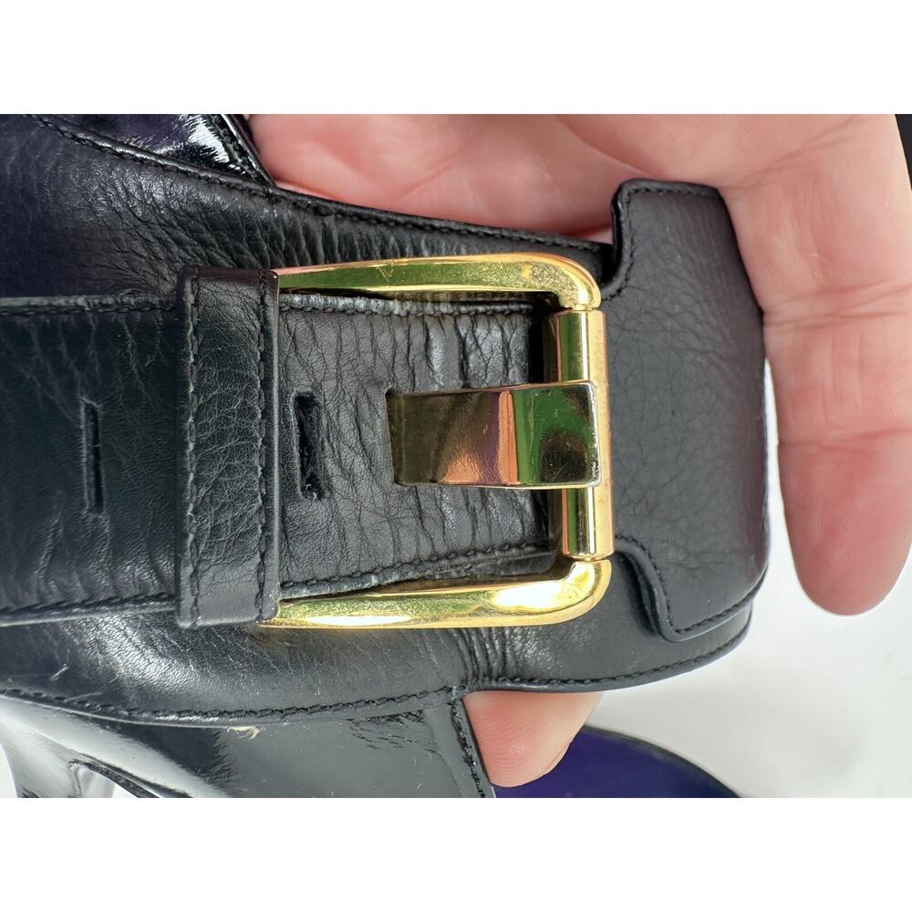 ⭐️ Sergio Rossi Black Patent Ankle Strap Pumps Sz 37.5 - Picture 8 of 9